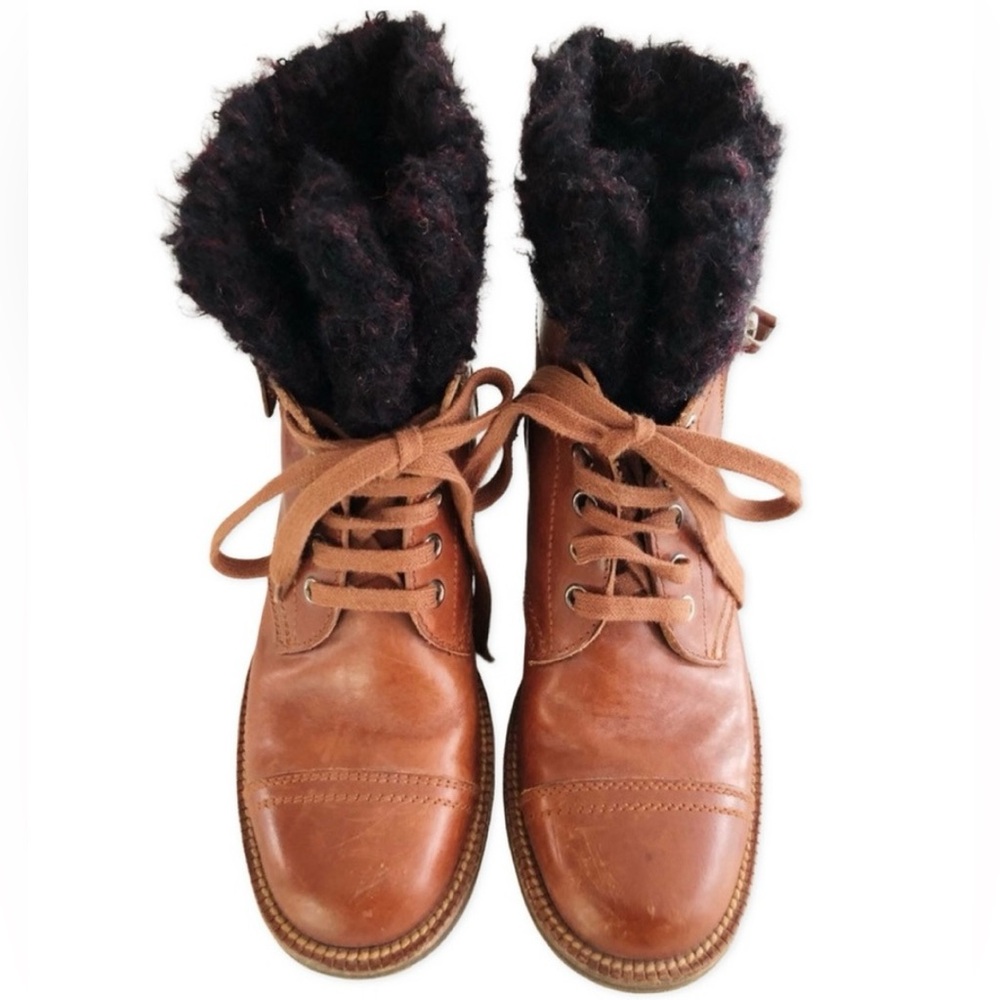 Vintage 90’s Chanel brown leather combat boots 36